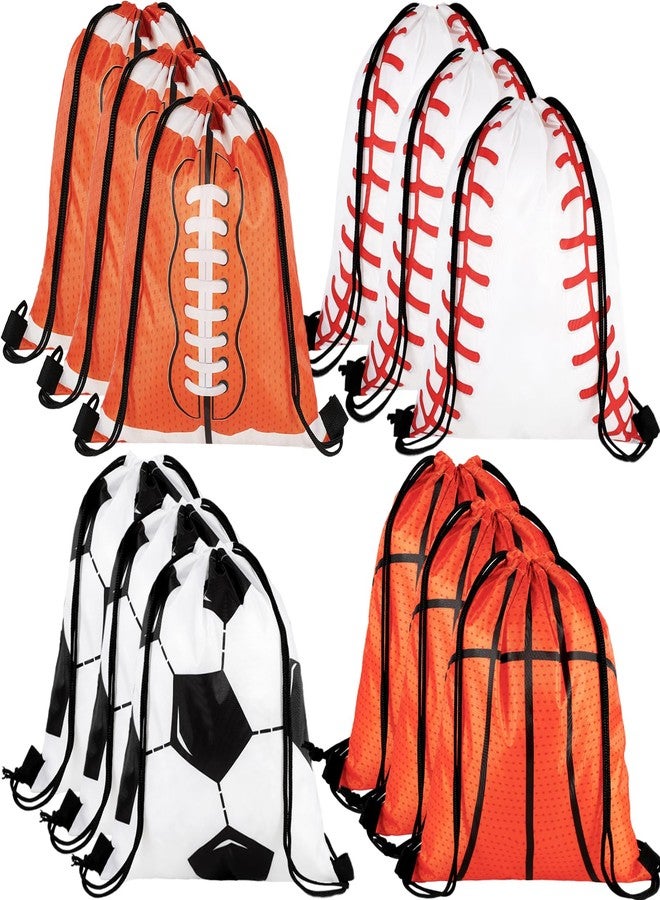 Dyrfolm 24 Pcs Sports Drawstring Bags, Sports Party Favors Goodie Bags for Soccer Baseball Basketball Football, Orange, 9.84 x 11.6 Inch - Image 1